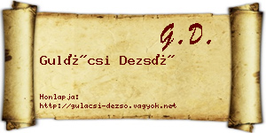 Gulácsi Dezső névjegykártya
